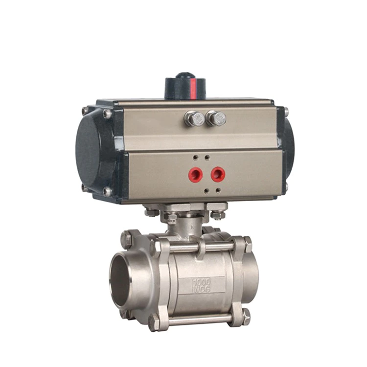 3-Way Pneumatic Ball Valve with Actuator, 250 PSI
