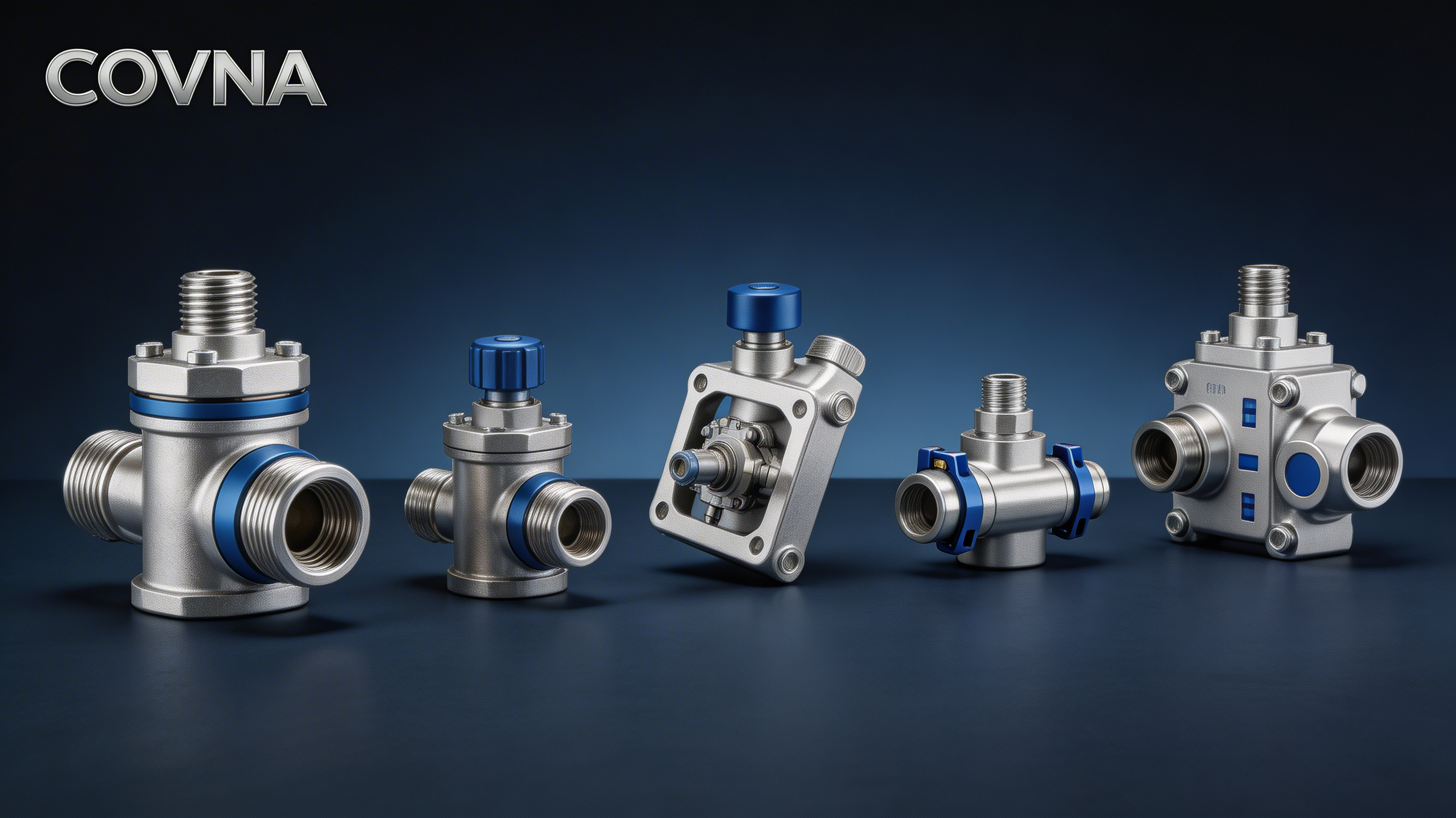 COVNA Pressure Control Valve product family display with multiple valve models