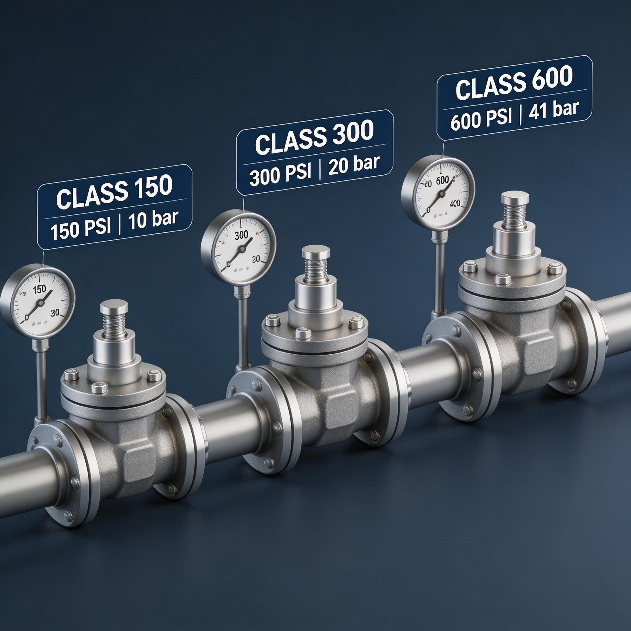 Ball Valve Pressure Rating Classes - ASME Class 150 300 600 Comparison