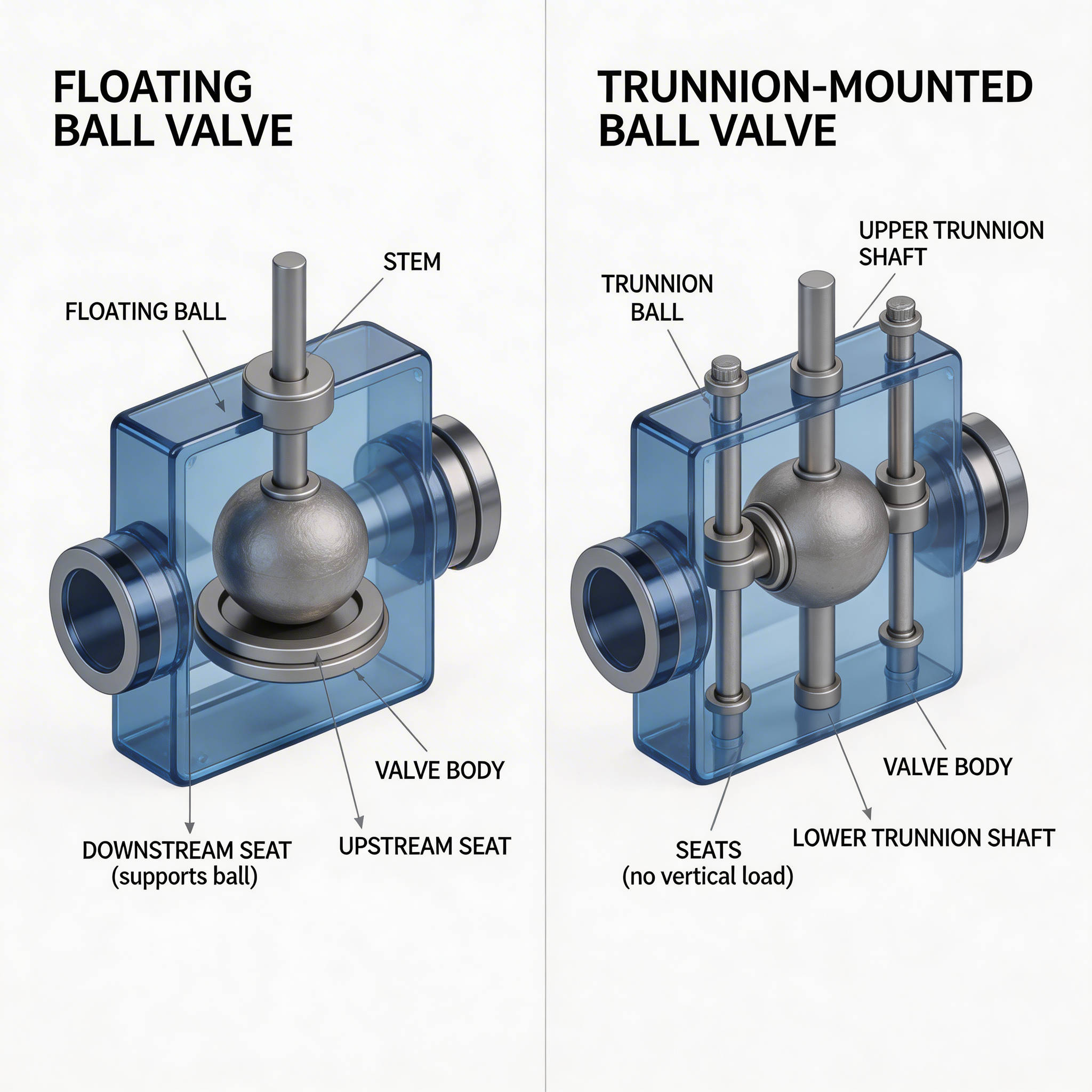 Floating Ball Valve vs Trunnion Ball Valve Structure Comparison
